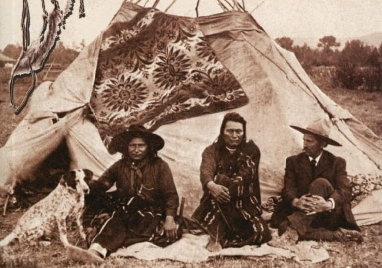 lft to rt - Thomas Hart, Interpreter Yellow Wolf LV McWhorter - Oregon Trail Genealogy